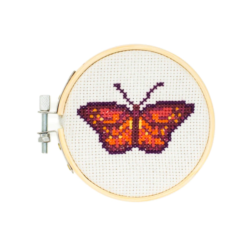 Kikkerland, Craft Supplies, Art & School, Mini Cross Stitch, Embroidery Kit, Butterfly, 458335